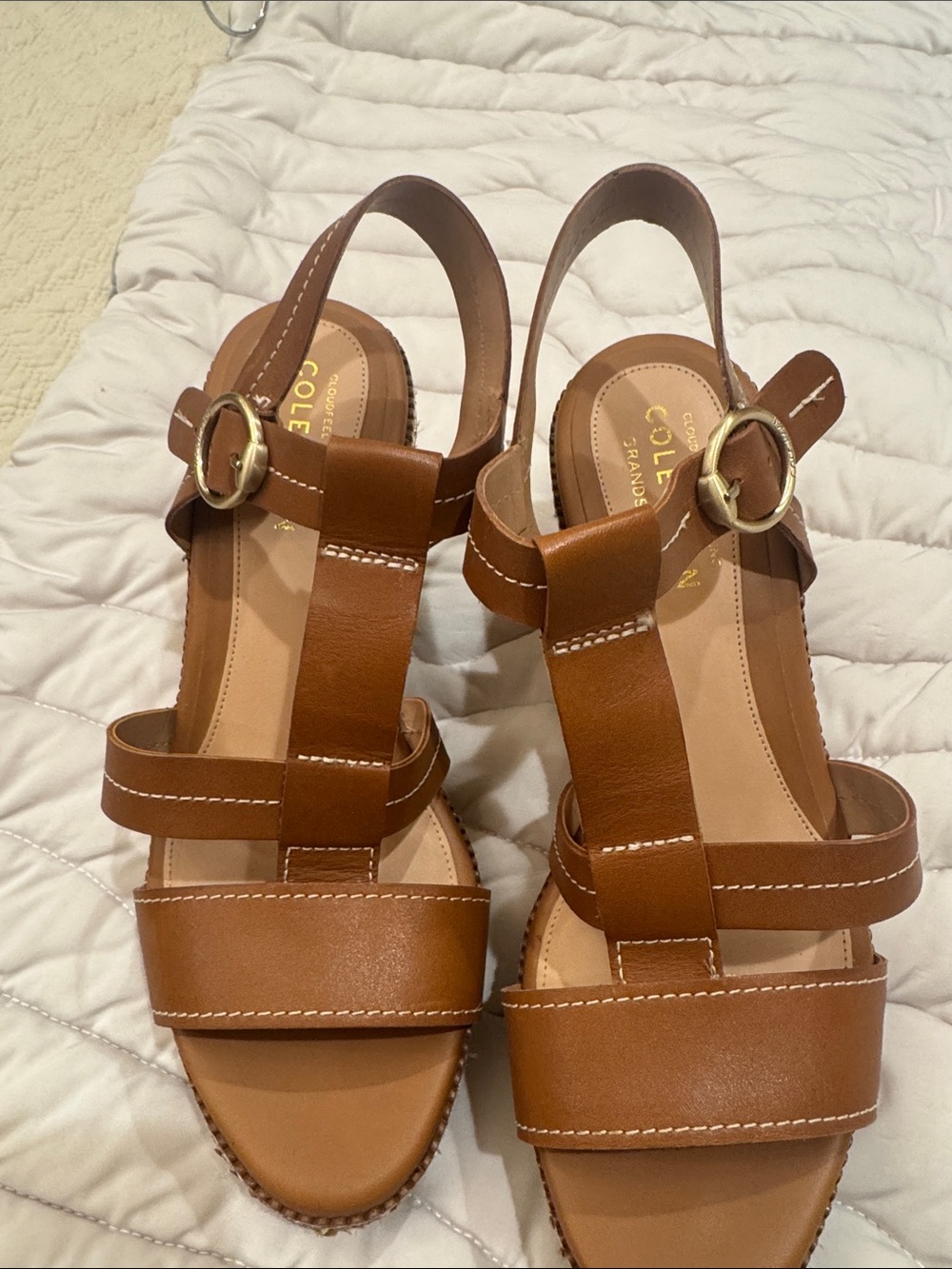 Cole Haan Tan/Brown Leather Strappy Slingback Sandals